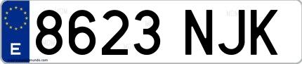 Ejemplo de matrícula española 8623 NJK