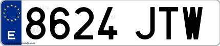 Ejemplo de matrícula española 8624 JTW
