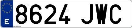 Ejemplo de matrícula española 8624 JWC