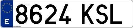 Ejemplo de matrícula española 8624 KSL