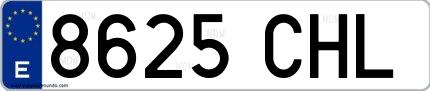 Ejemplo de matrícula española 8625 CHL