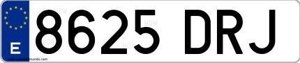 Ejemplo de matrícula española 8625 DRJ