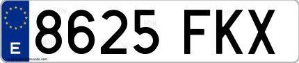 Ejemplo de matrícula española 8625 FKX