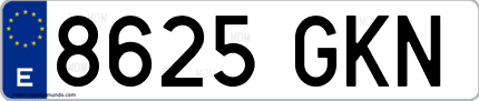 Ejemplo de matrícula de coche ordinaria 8625 GKN
