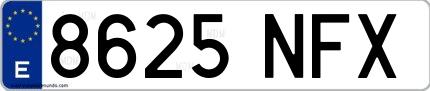 Ejemplo de matrícula española 8625 NFX