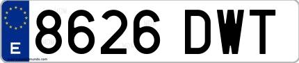 Ejemplo de matrícula española 8626 DWT