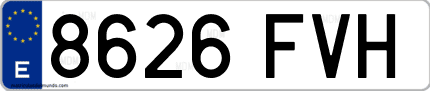Ejemplo de matrícula de coche ordinaria 8626 FVH