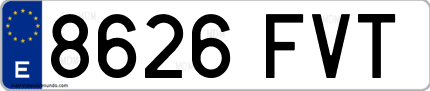 Ejemplo de matrícula de coche ordinaria 8626 FVT
