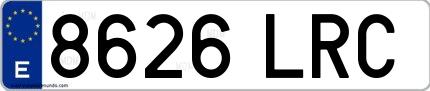 Ejemplo de matrícula española 8626 LRC