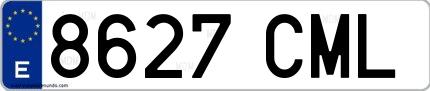 Ejemplo de matrícula española 8627 CML