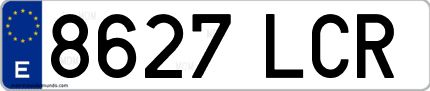 Ejemplo de matrícula de coche ordinaria 8627 LCR