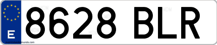 Ejemplo de matrícula de coche ordinaria 8628 BLR