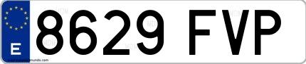 Ejemplo de matrícula española 8629 FVP