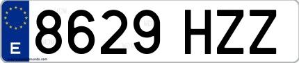Ejemplo de matrícula española 8629 HZZ
