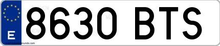 Ejemplo de matrícula española 8630 BTS