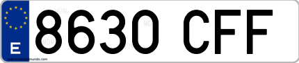 Ejemplo de matrícula de coche ordinaria 8630 CFF