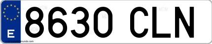 Ejemplo de matrícula española 8630 CLN