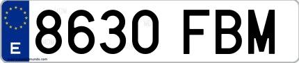 Ejemplo de matrícula española 8630 FBM