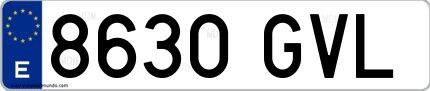 Ejemplo de matrícula española 8630 GVL