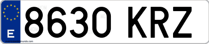 Ejemplo de matrícula de coche ordinaria 8630 KRZ