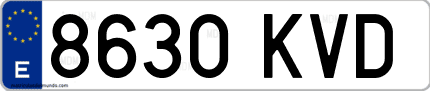 Ejemplo de matrícula de coche ordinaria 8630 KVD