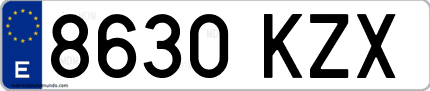 Ejemplo de matrícula de coche ordinaria 8630 KZX