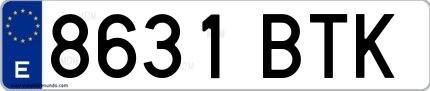 Ejemplo de matrícula española 8631 BTK