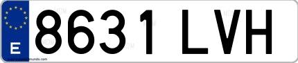 Ejemplo de matrícula española 8631 LVH