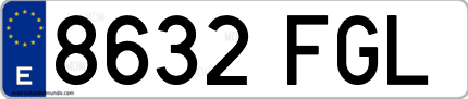 Ejemplo de matrícula de coche ordinaria 8632 FGL