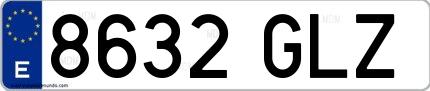 Ejemplo de matrícula española 8632 GLZ