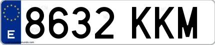 Ejemplo de matrícula española 8632 KKM
