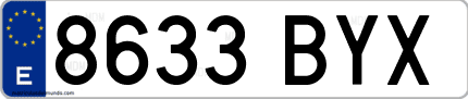 Ejemplo de matrícula de coche ordinaria 8633 BYX