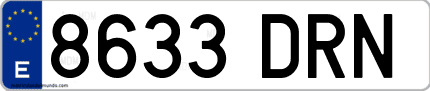 Ejemplo de matrícula de coche ordinaria 8633 DRN
