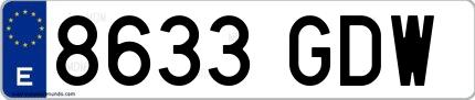 Ejemplo de matrícula española 8633 GDW