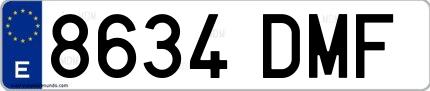 Ejemplo de matrícula española 8634 DMF