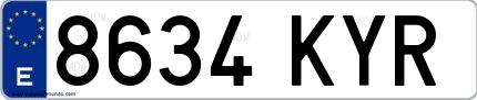 Ejemplo de matrícula española 8634 KYR