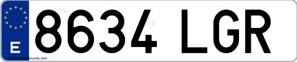 Ejemplo de matrícula española 8634 LGR