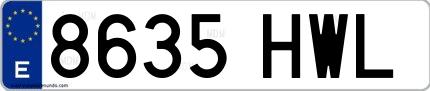 Ejemplo de matrícula española 8635 HWL