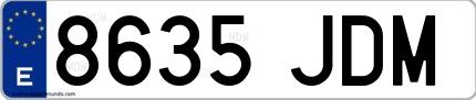 Ejemplo de matrícula española 8635 JDM