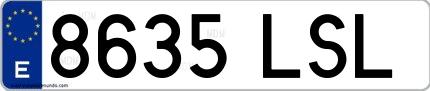 Ejemplo de matrícula española 8635 LSL