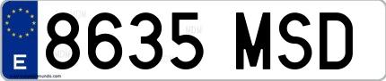 Ejemplo de matrícula española 8635 MSD