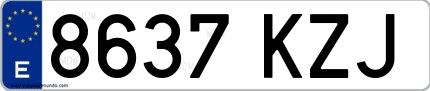 Ejemplo de matrícula española 8637 KZJ