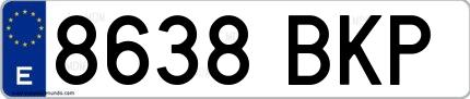 Ejemplo de matrícula española 8638 BKP