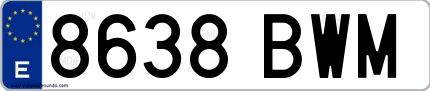 Ejemplo de matrícula española 8638 BWM