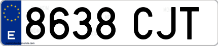 Ejemplo de matrícula de coche ordinaria 8638 CJT