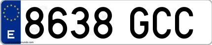 Ejemplo de matrícula española 8638 GCC