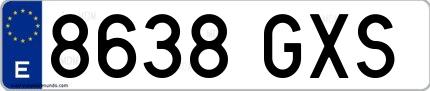 Ejemplo de matrícula española 8638 GXS