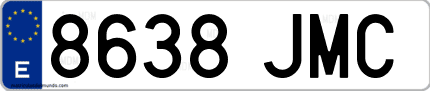 Ejemplo de matrícula de coche ordinaria 8638 JMC