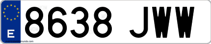 Ejemplo de matrícula de coche ordinaria 8638 JWW