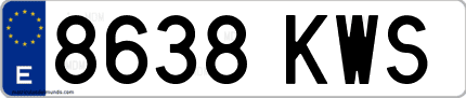 Ejemplo de matrícula de coche ordinaria 8638 KWS